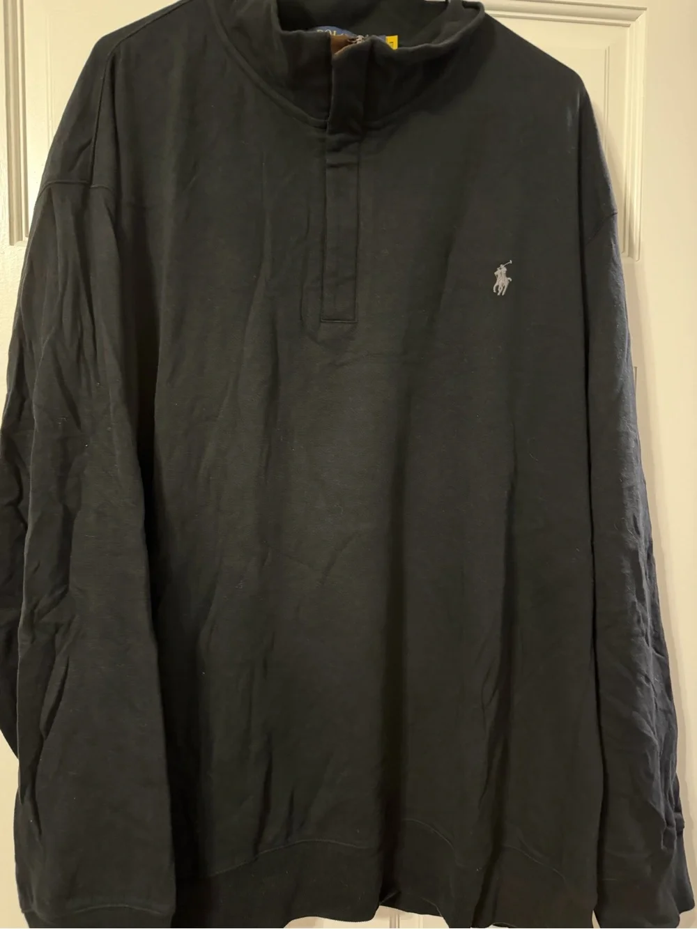 Polo by Ralph Lauren Black Quarter-Zip Pullover with Tan Trim